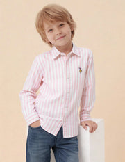 Boys Vertical Striped Cotton Oxford Shirt – Regular Fit