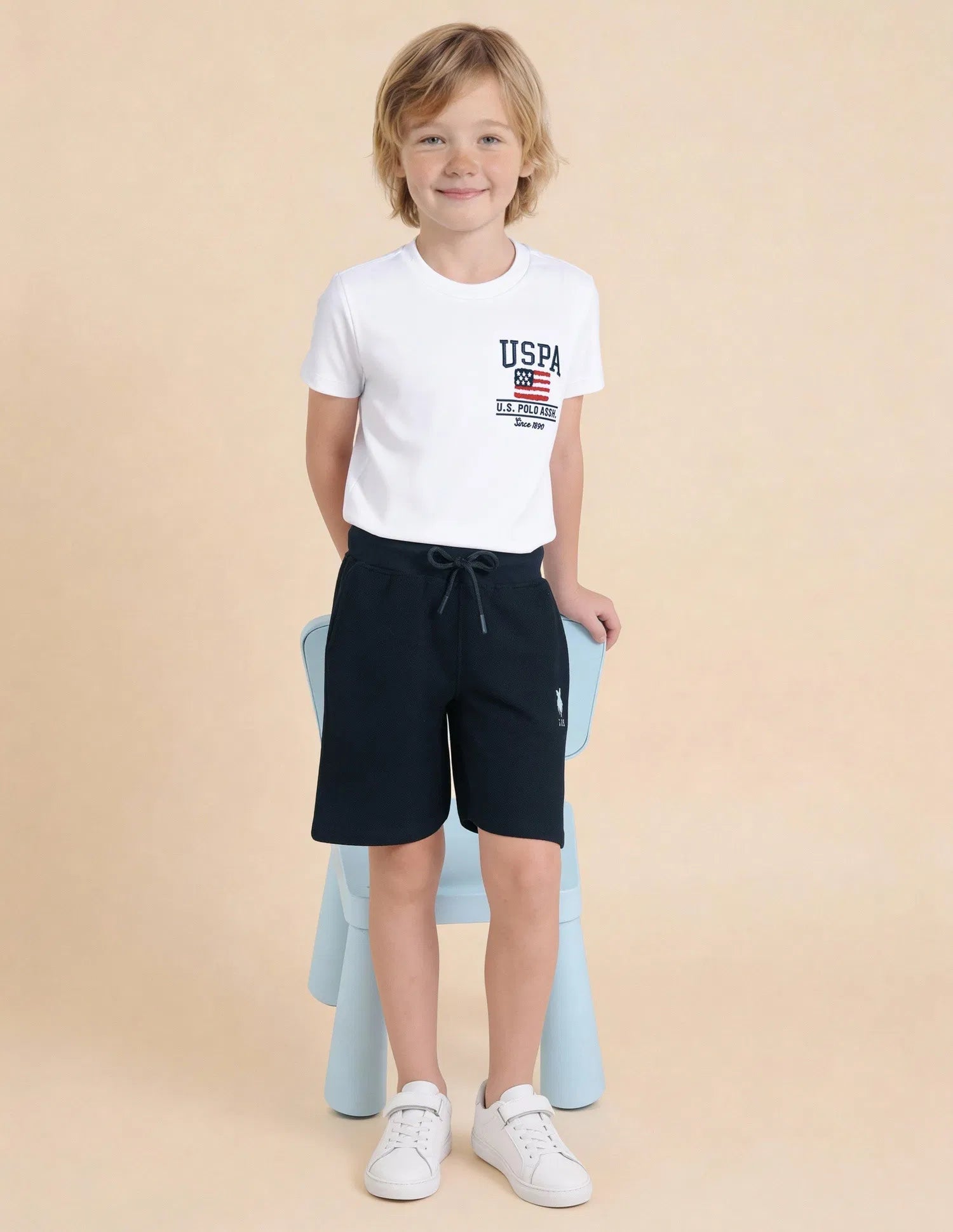 Boys Navy Solid Regular Fit Shorts