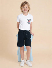 Boys Navy Solid Regular Fit Shorts