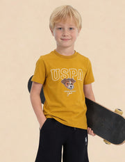 Boys Yellow Graphic Printed Cotton T-Shirt – Regular Fit