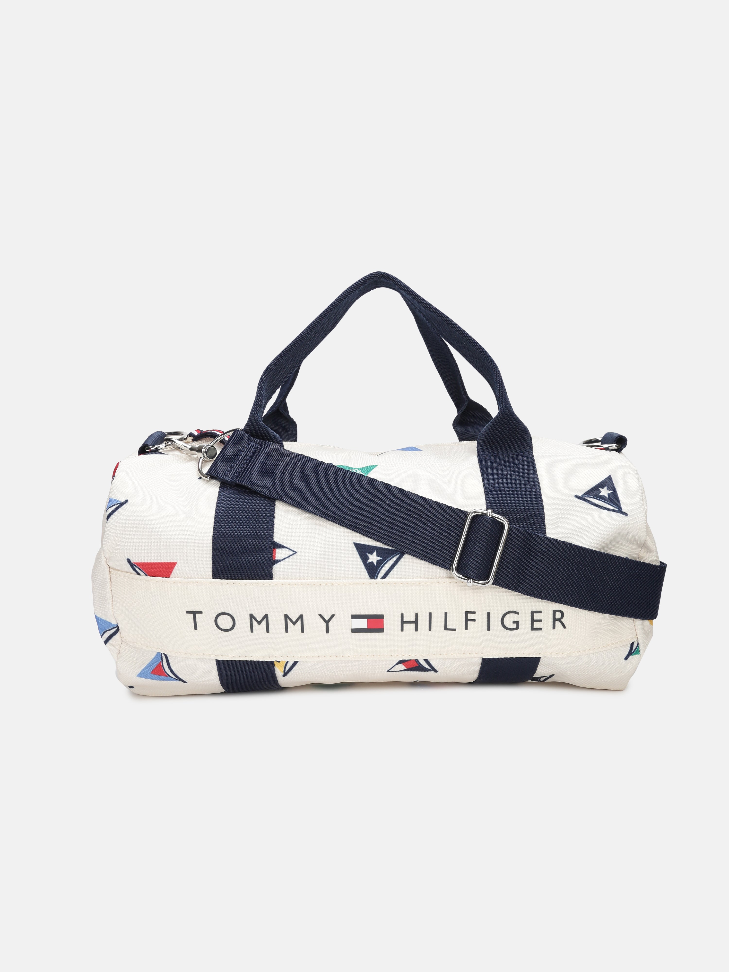 Kids White Printed Polyester Casual Zip Bag