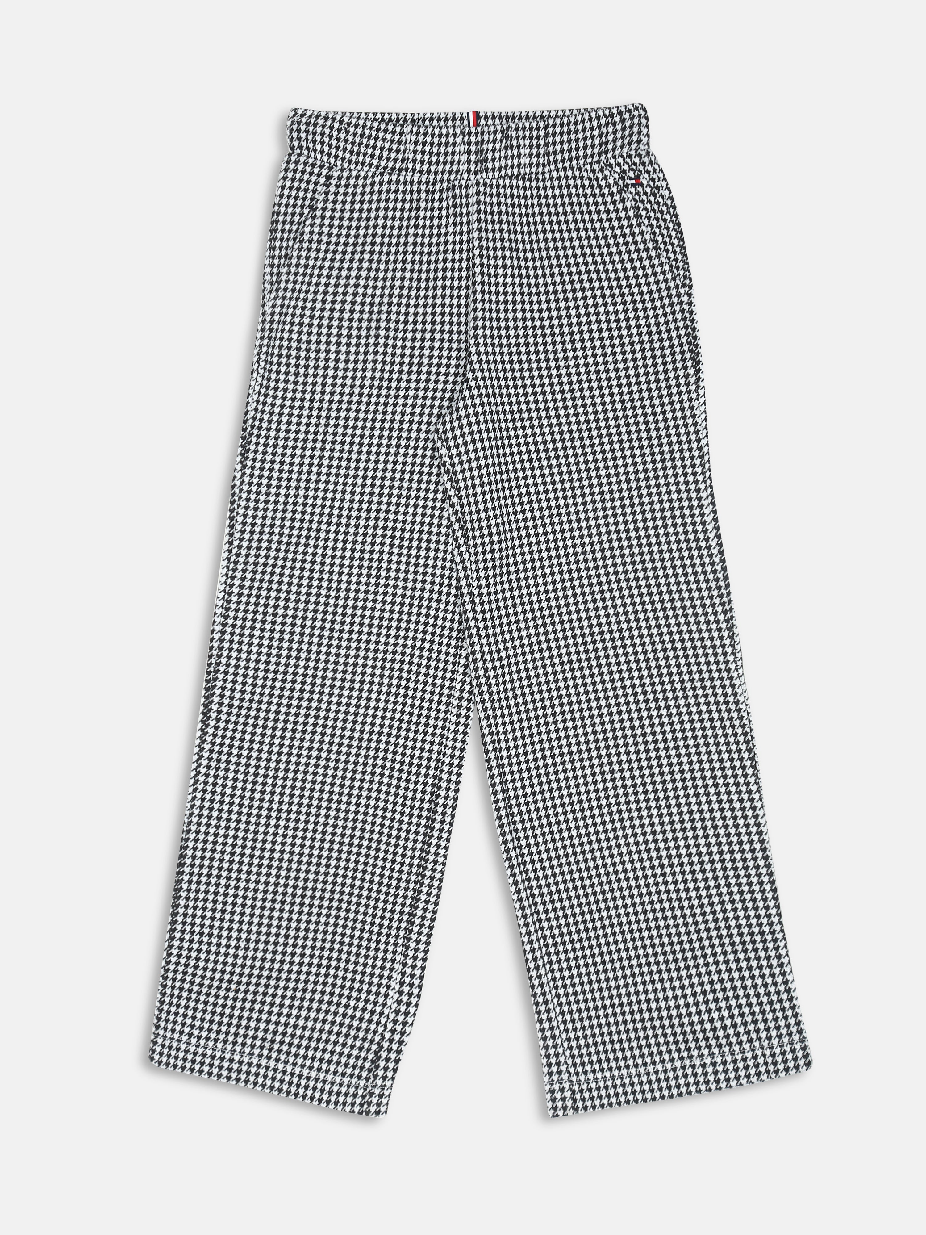 Girls Black Checked Cotton Casual Elasticated Bottom