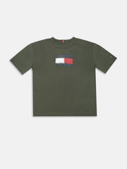Boys Olive Logo Cotton Knit T-Shirt