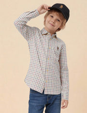 Boys Tattersall Grid Checked Cotton Twill Shirt – Regular Fit