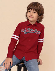Boys Logo Printed Cotton Oxford Shirt – Regular Fit