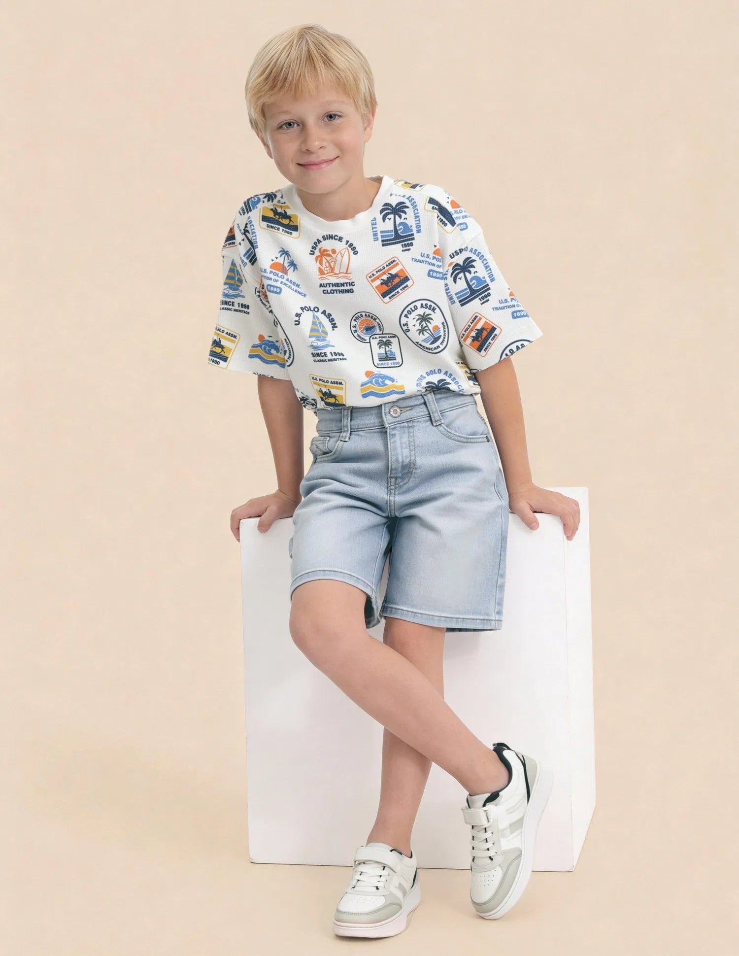 Boys Light Blue Denim Shorts Regular Fit