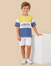 Boys Yellow Cotton Logo Print Oversized Fit T-Shirt
