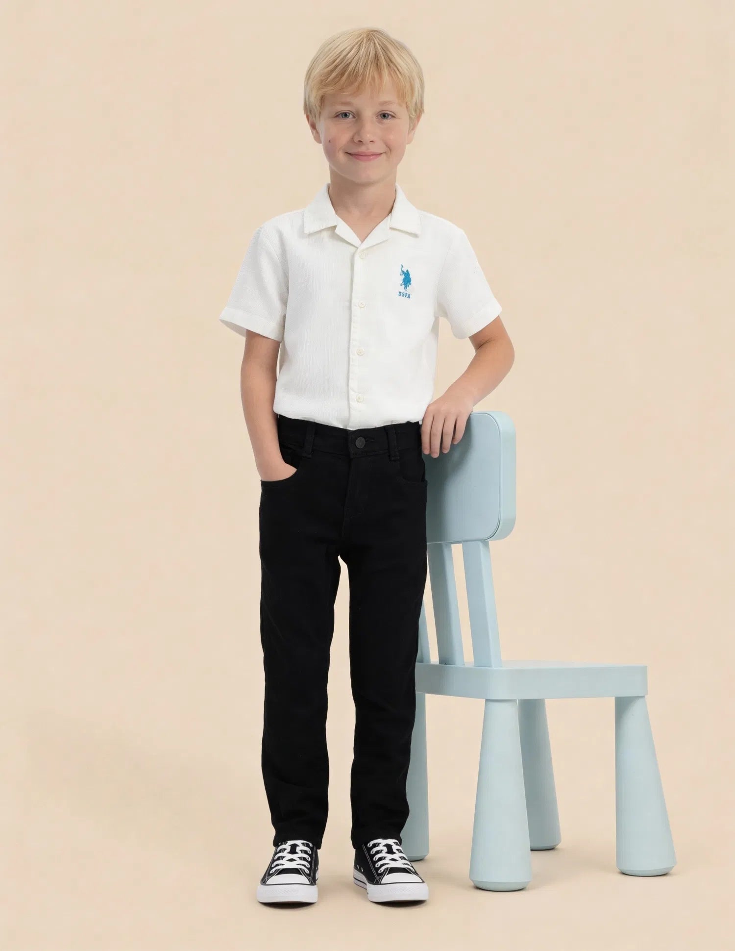 Boys Black Cotton Slim Fit Casual Jeans