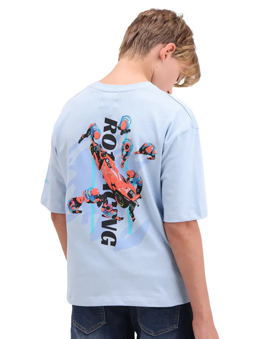 Rare Ones Boys Pastel Blue Puff Print Oversized T-Shirt