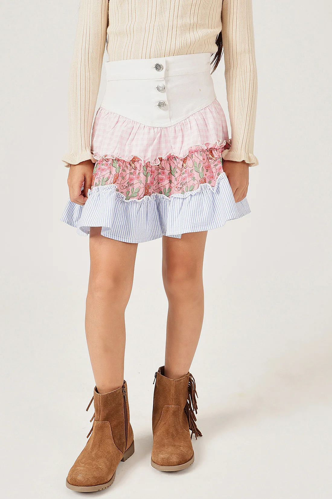 Girls Multi Color Cotton Drill Skirt