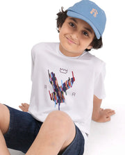 Rare Ones Boys Off White HD Print Regular Fit T-Shirt