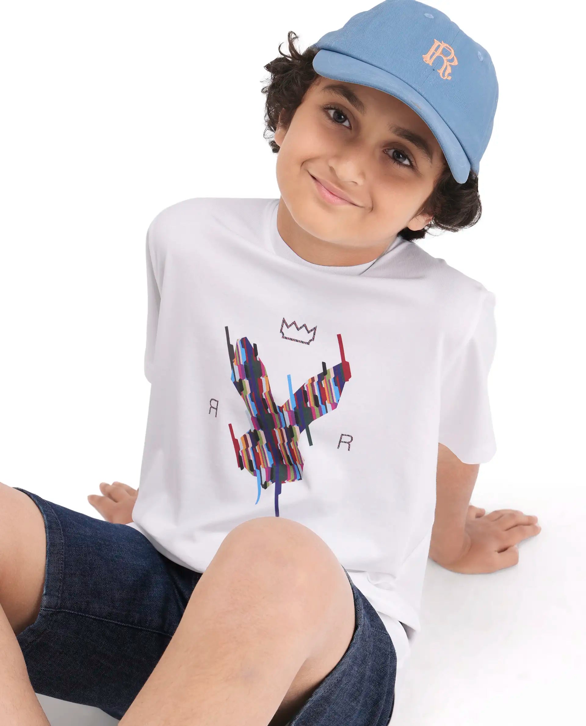 Rare Ones Boys Off White HD Print Regular Fit T-Shirt