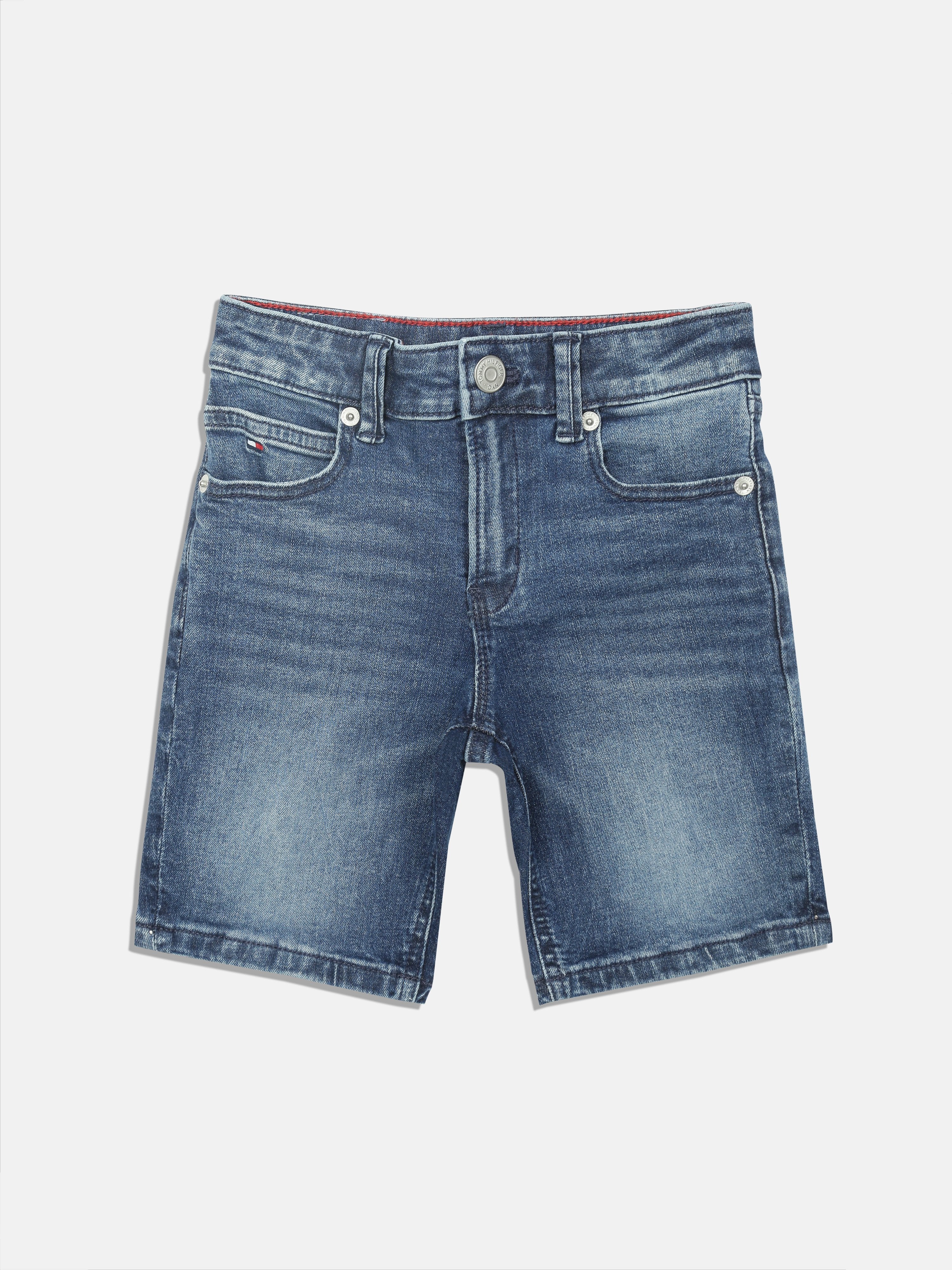 Boys Blue Solid Mid Rise Shorts