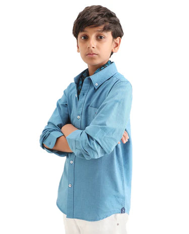 Boys Pastel Blue HD Print Regular Fit T-Shirt