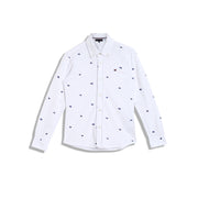 Girls Printed Regenerative Cotton Woven Top with Button Down Collar