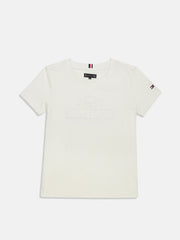 Boys White Logo Cotton Knit Top