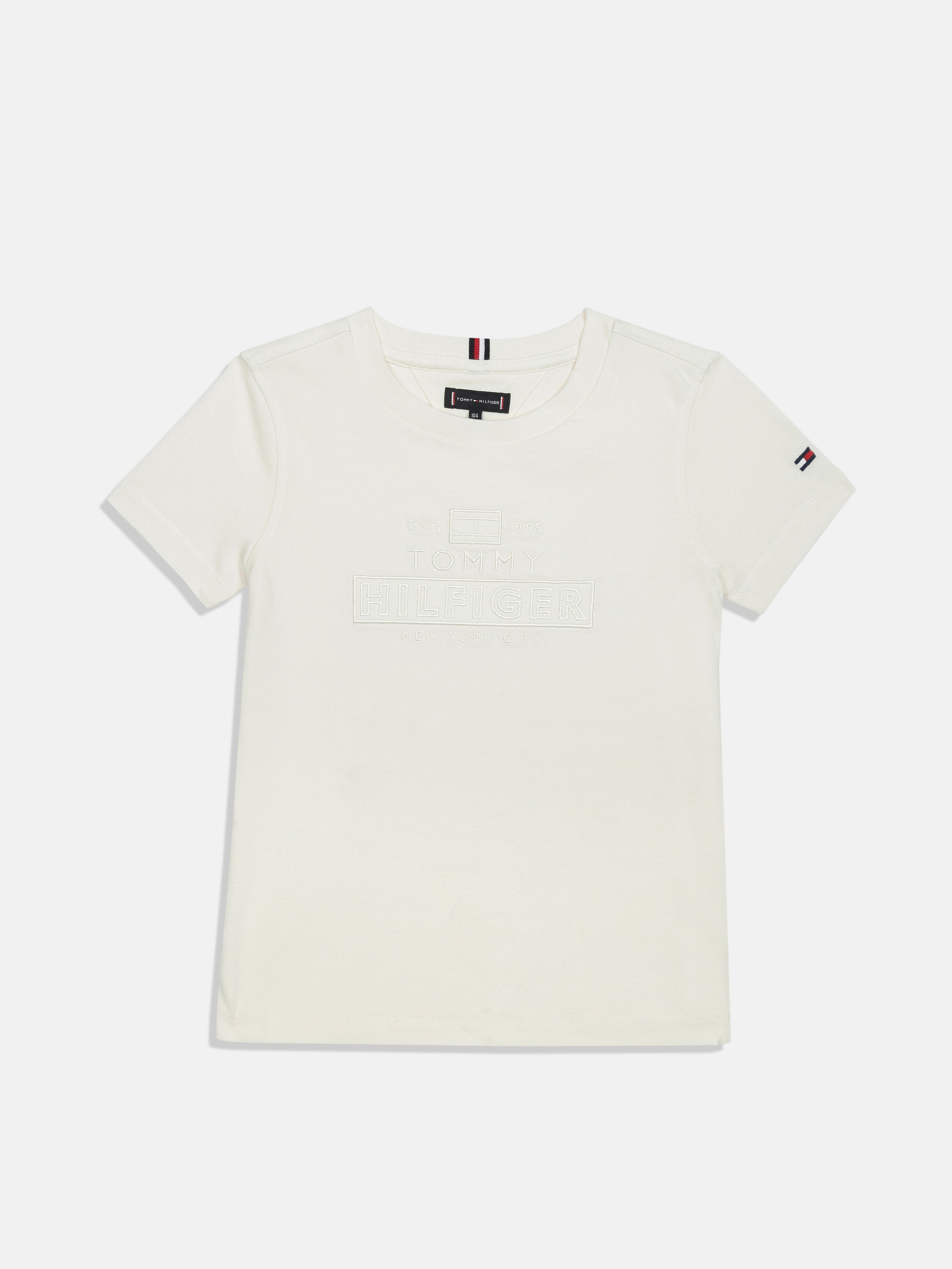 Boys White Logo Cotton Knit Top
