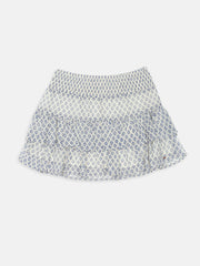 Girls White Printed Recycled Polyester Casual Bottom