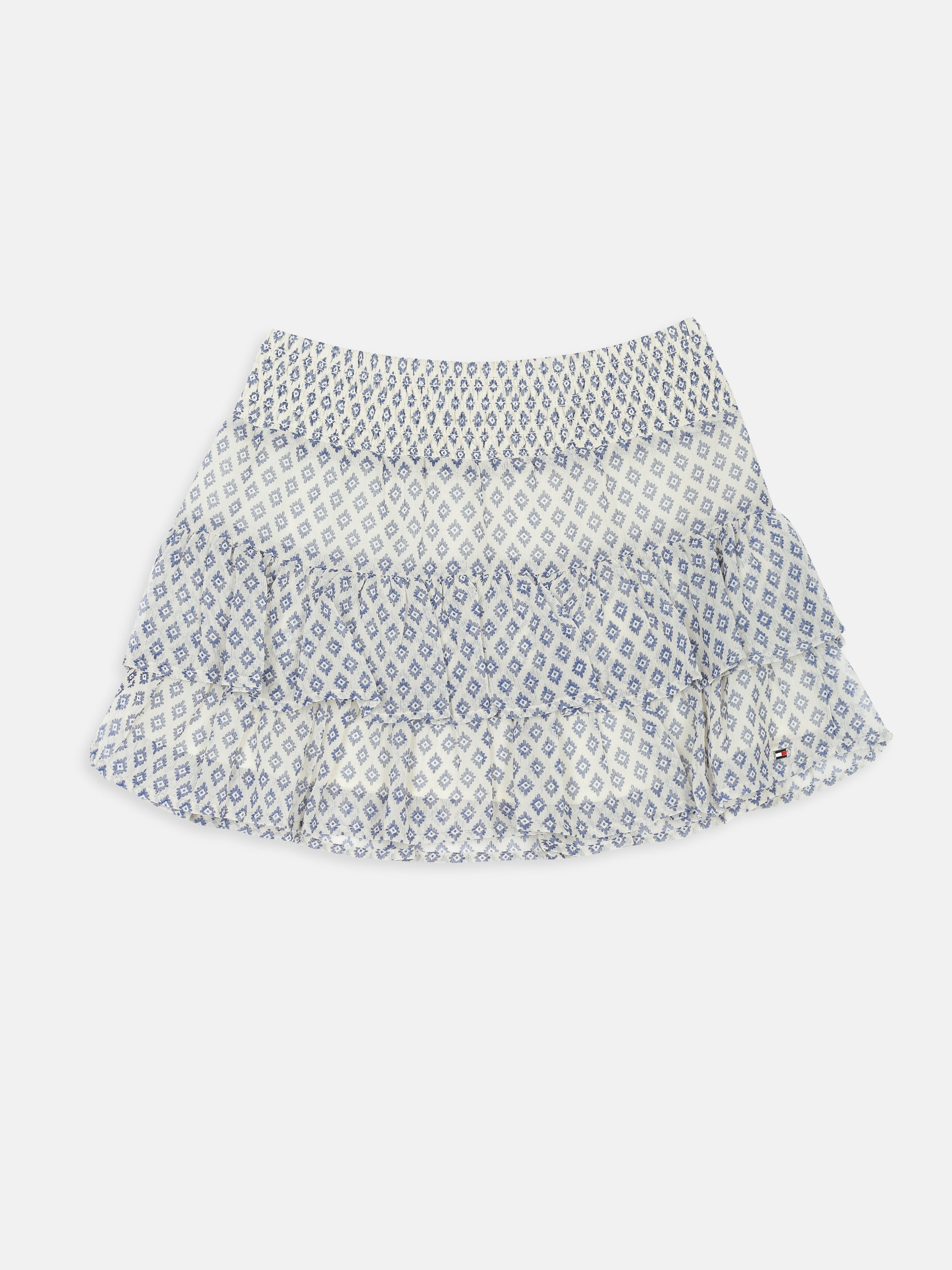 Girls White Printed Recycled Polyester Casual Bottom
