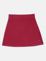 Girls Red Organic Cotton Blend Casual Elasticated Bottom