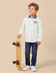 Boys White Cotton Boxy Fit Oxford Shirt