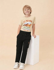 Boys Dark Green Cotton Track Pants Regular Fit