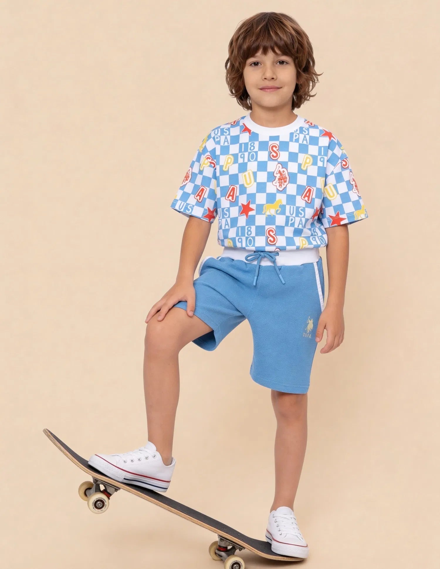 Boys Blue Textured Cotton Shorts Regular Fit