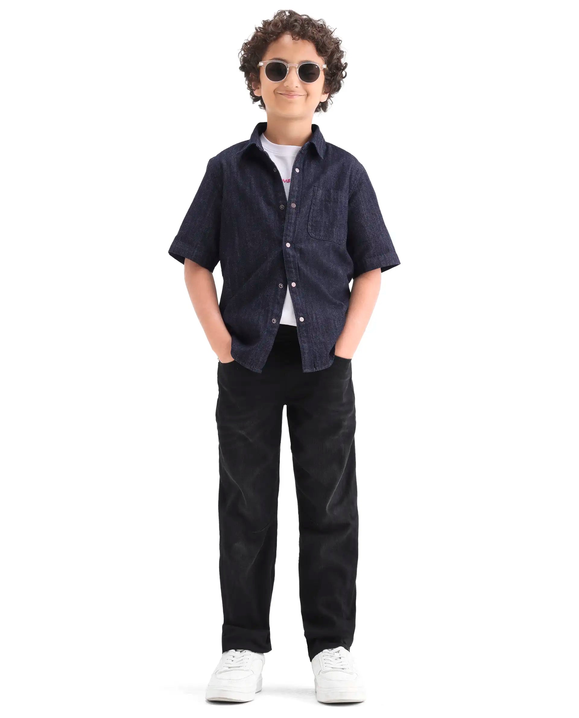 Rare Ones Boys Black Pull-On Regular Fit Denim Pant