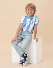Boys Light Blue Distressed Slim Fit Jeans