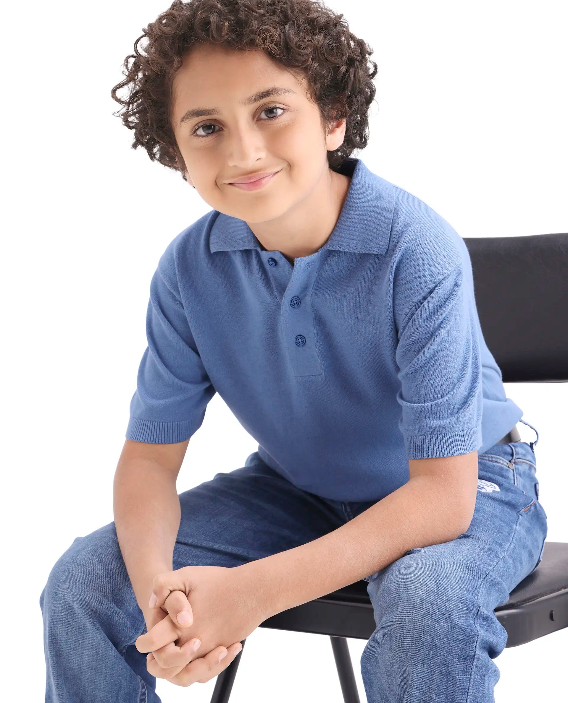 Rare Ones Boys Blue Cotton Regular Fit Polo