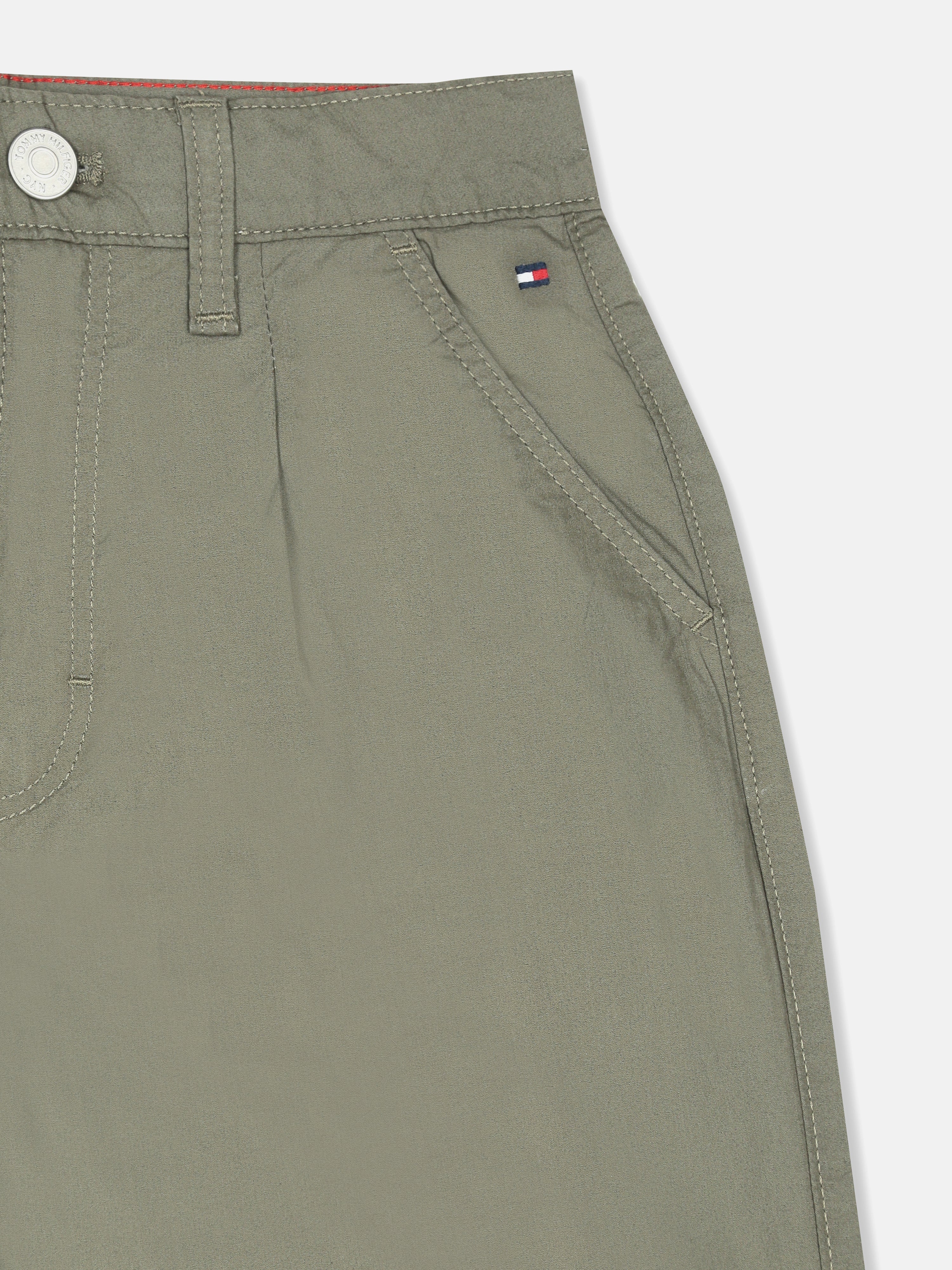 Girls Green Organic Cotton Casual Pants with Straight Fit