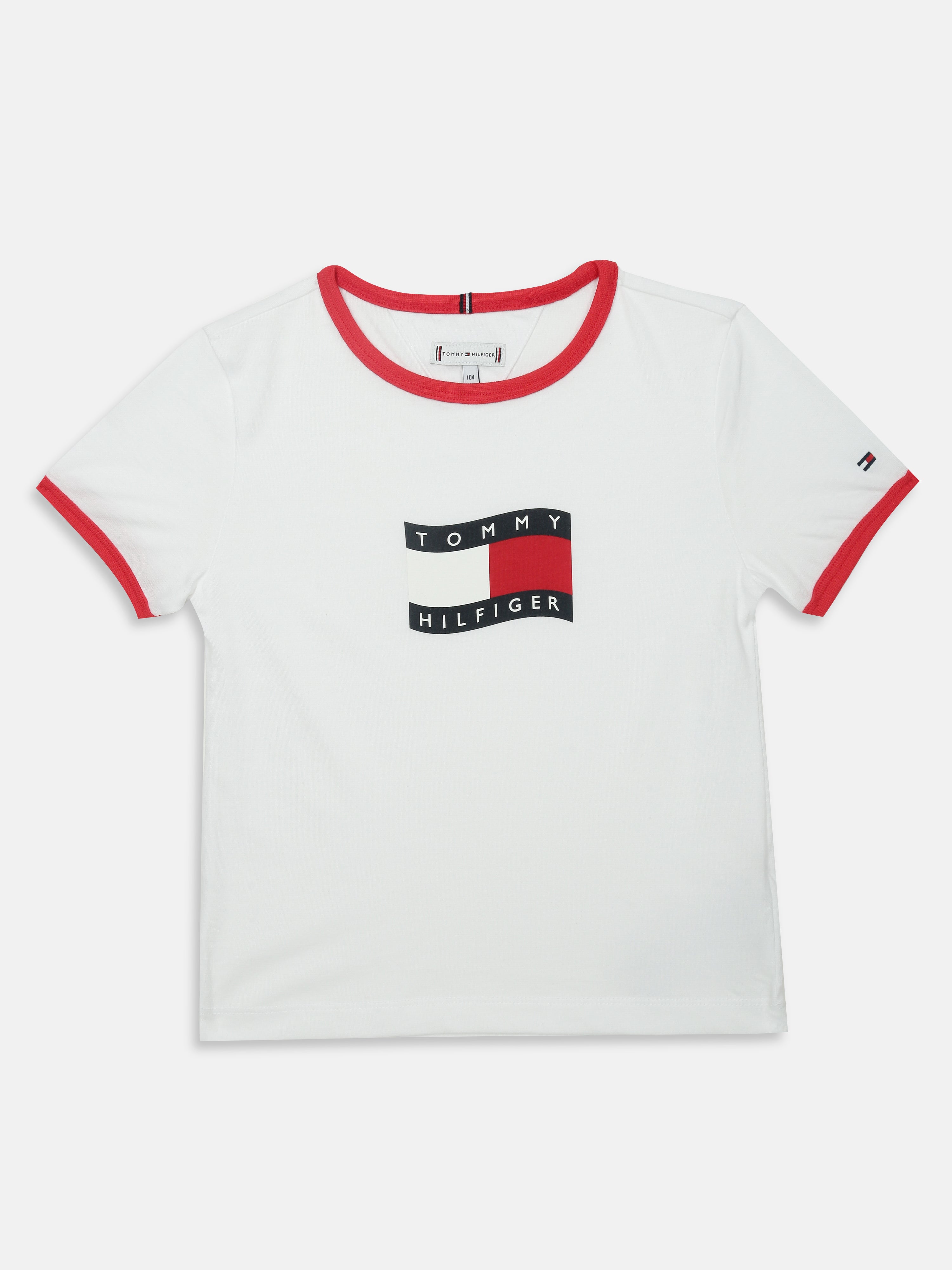 Girls White Regenerative Cotton Logo Knit Casual Top