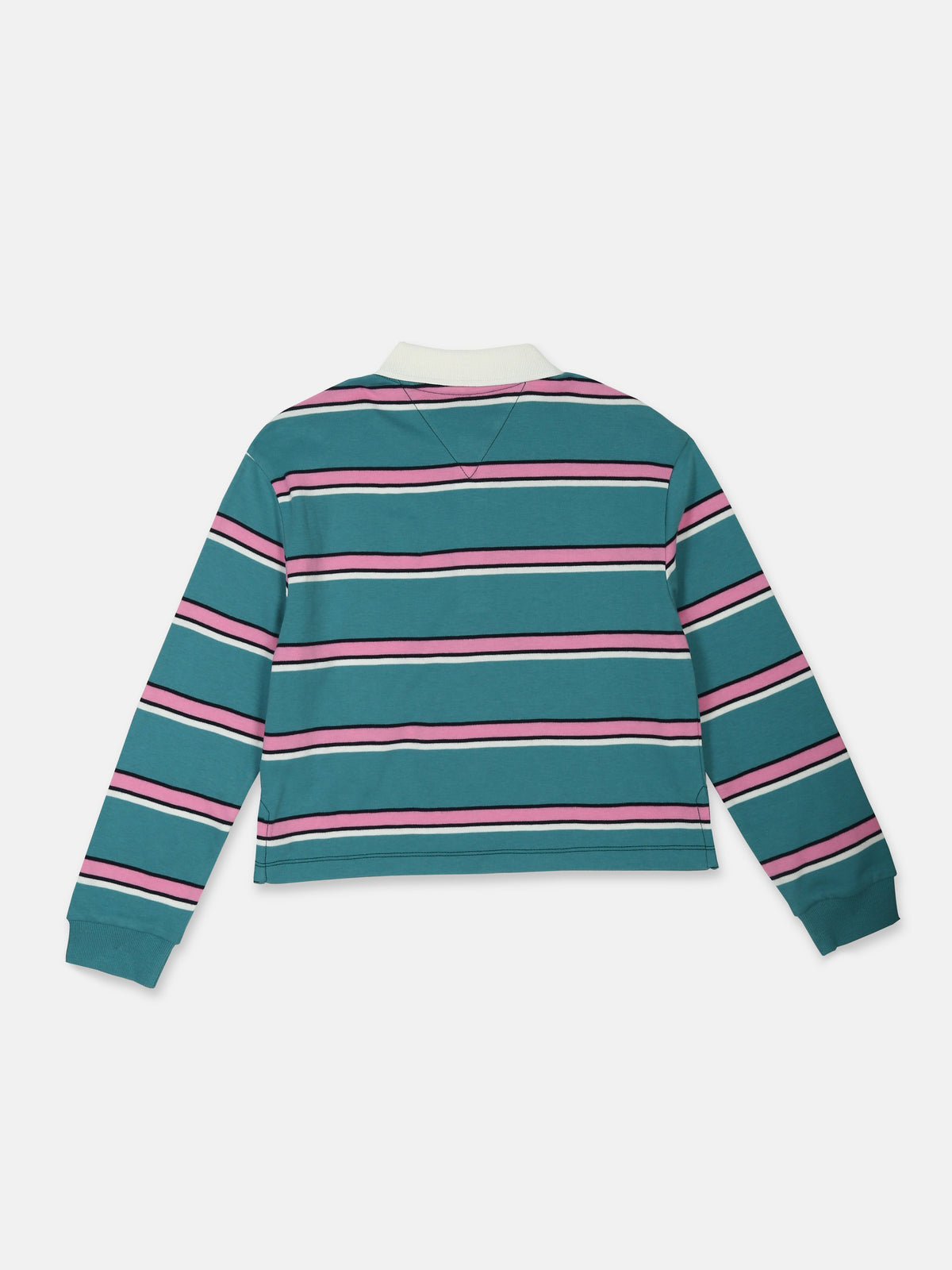 Striped Cotton Polo T-Shirt for Girls Teal