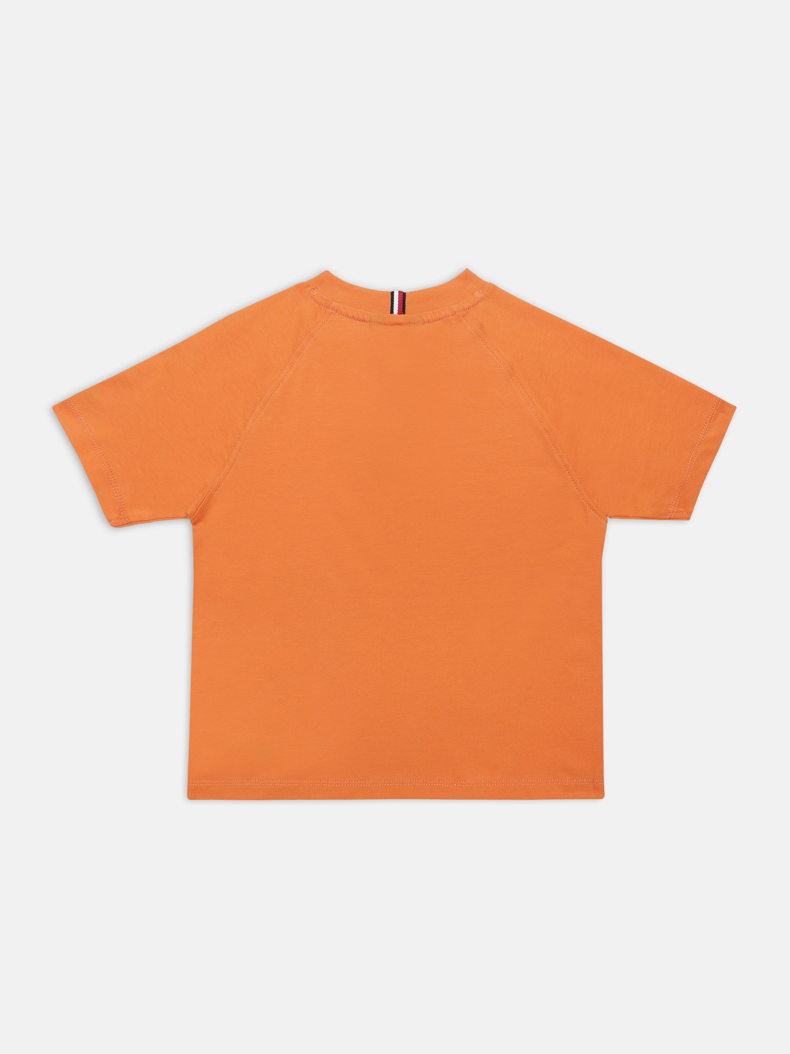 Boys Orange Graphic Raglan Sleeve Knit T-Shirt