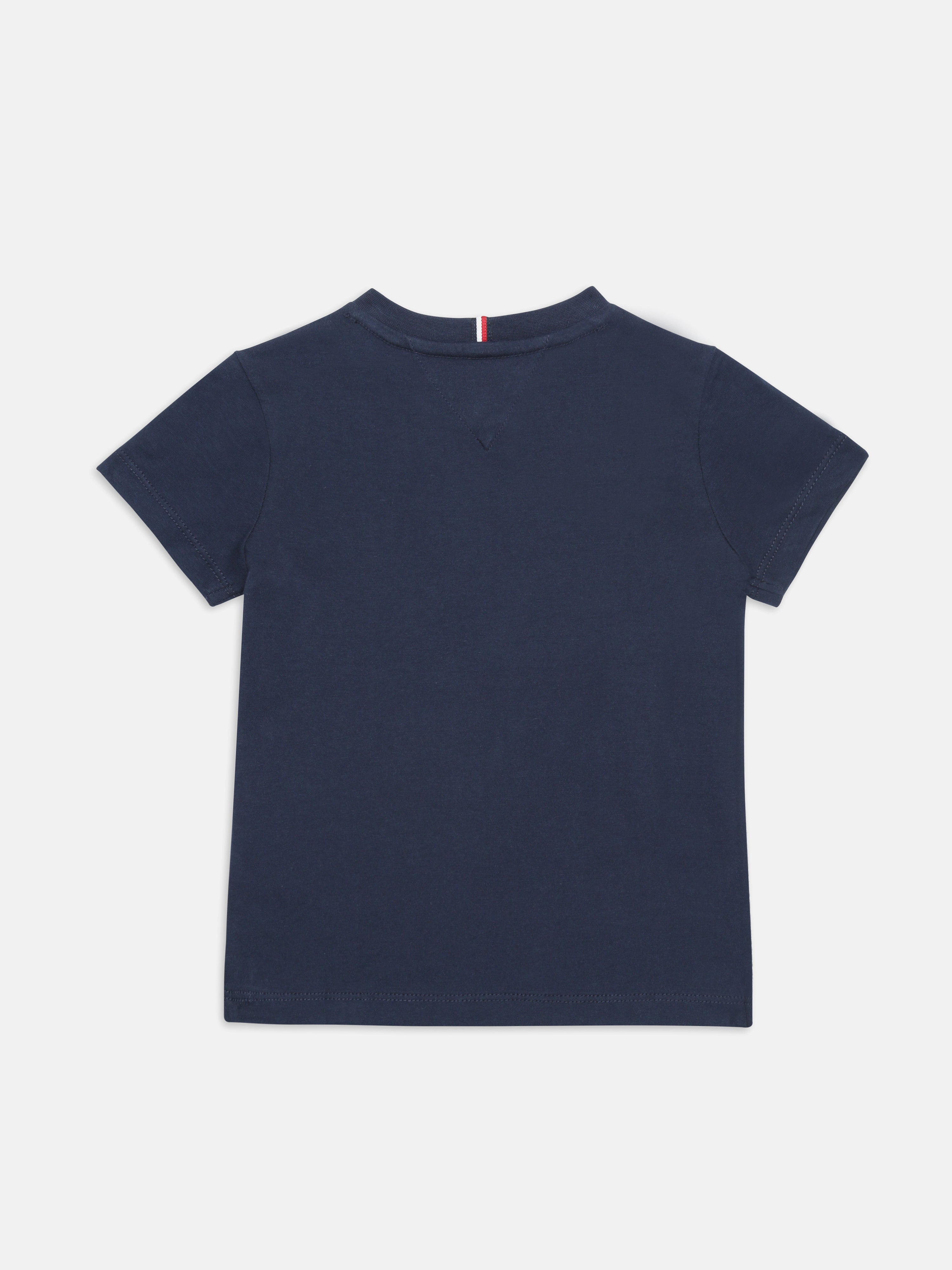 Boys Navy Graphic Cotton Crew Neck Knit Top Regular Fit