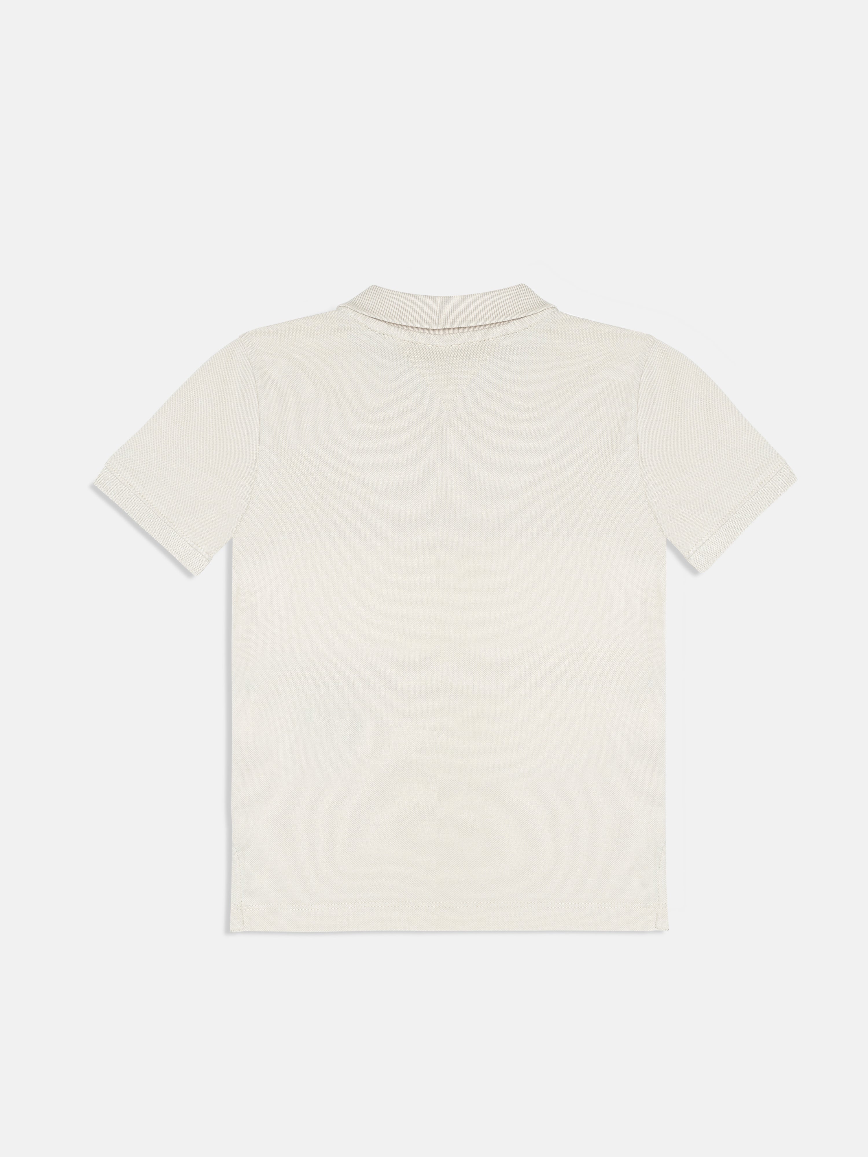 Boys Beige Colorblock Cotton Polo Knit Top Regular Fit