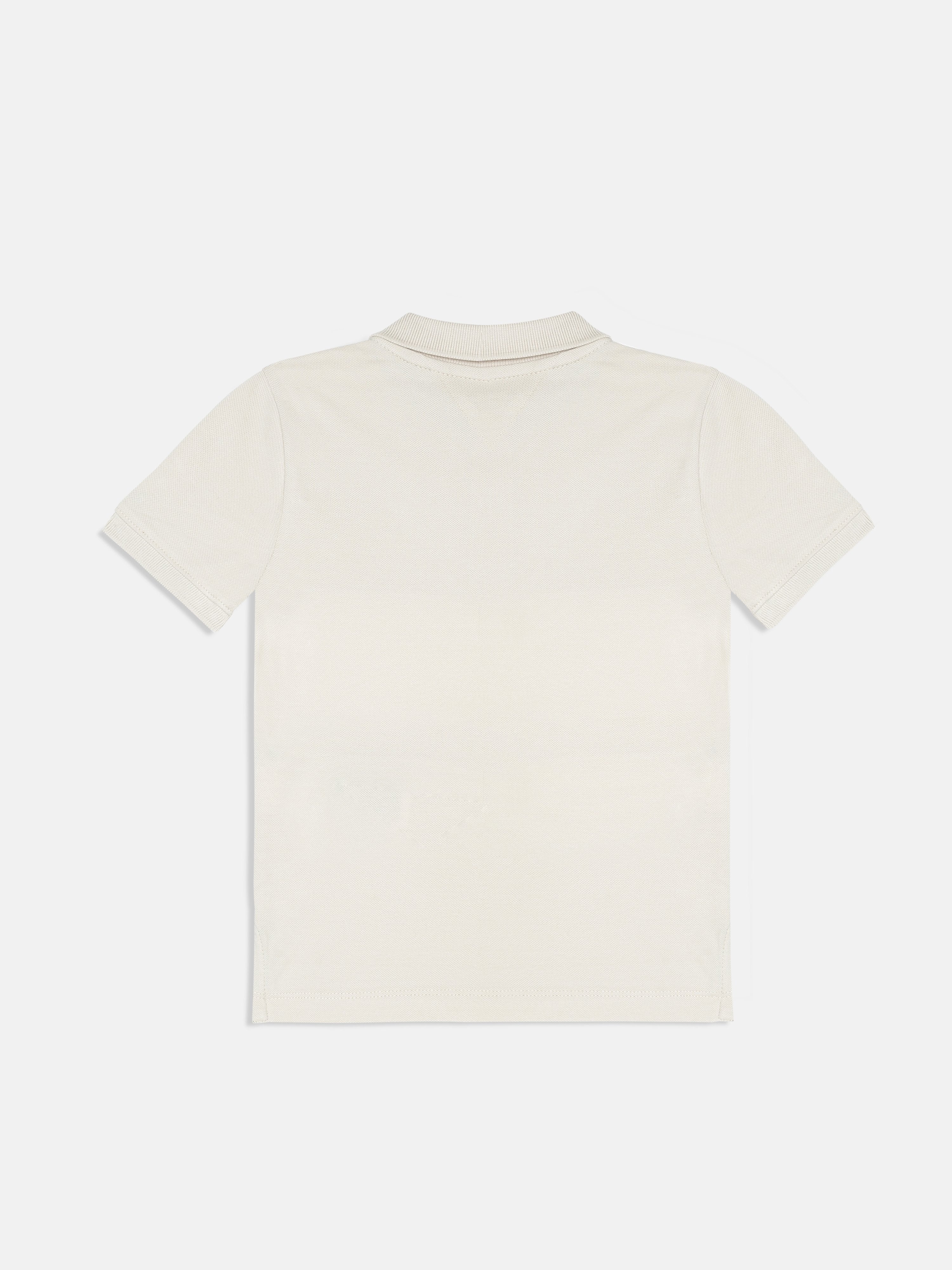 Boys Beige Colorblock Polo Knit T-Shirt