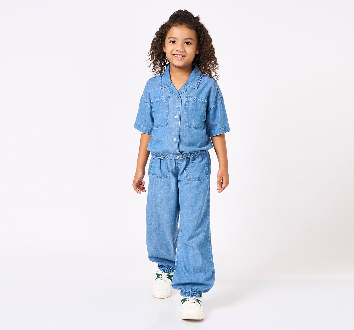 Denim Top with Jogger Set Blue