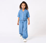 Denim Top with Jogger Set Blue