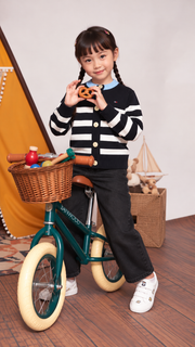 Girls Relaxed Fit Crew Neck Cardigan Dark Night Navy Stripes