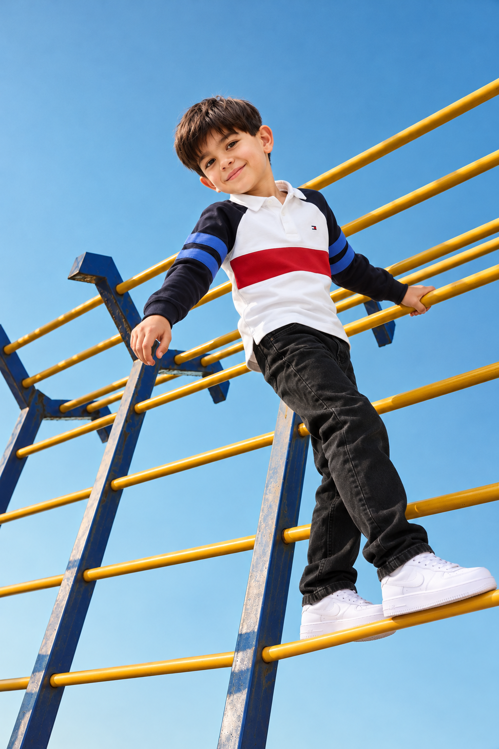 Boys Colorblock Regular Fit Cotton Sweatshirt White