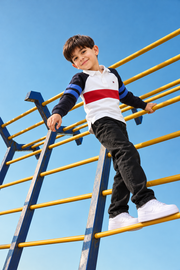 Boys Colorblock Regular Fit Cotton Sweatshirt White