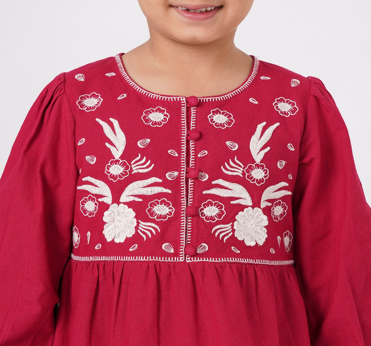 Top with Embroidery and Stitch Detail Burgundy