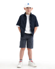 Rare Ones Boys Dell Grey Regular Fit Cotton Blend Shorts