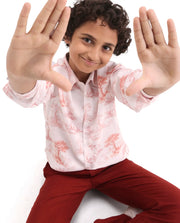 Rare Ones Boys Rust Viscose Regular Fit Casual Shirt