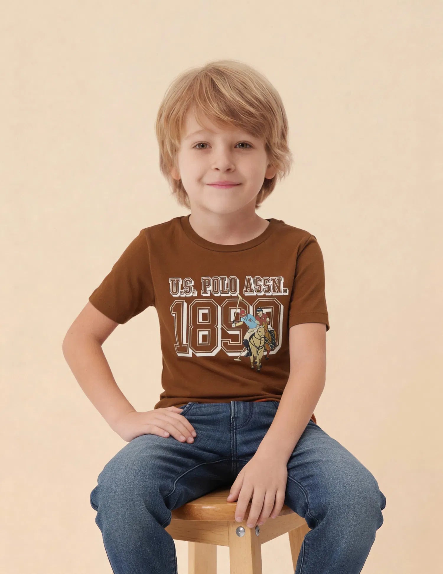 Boys Rust Cotton Graphic Print Regular Fit T-Shirt