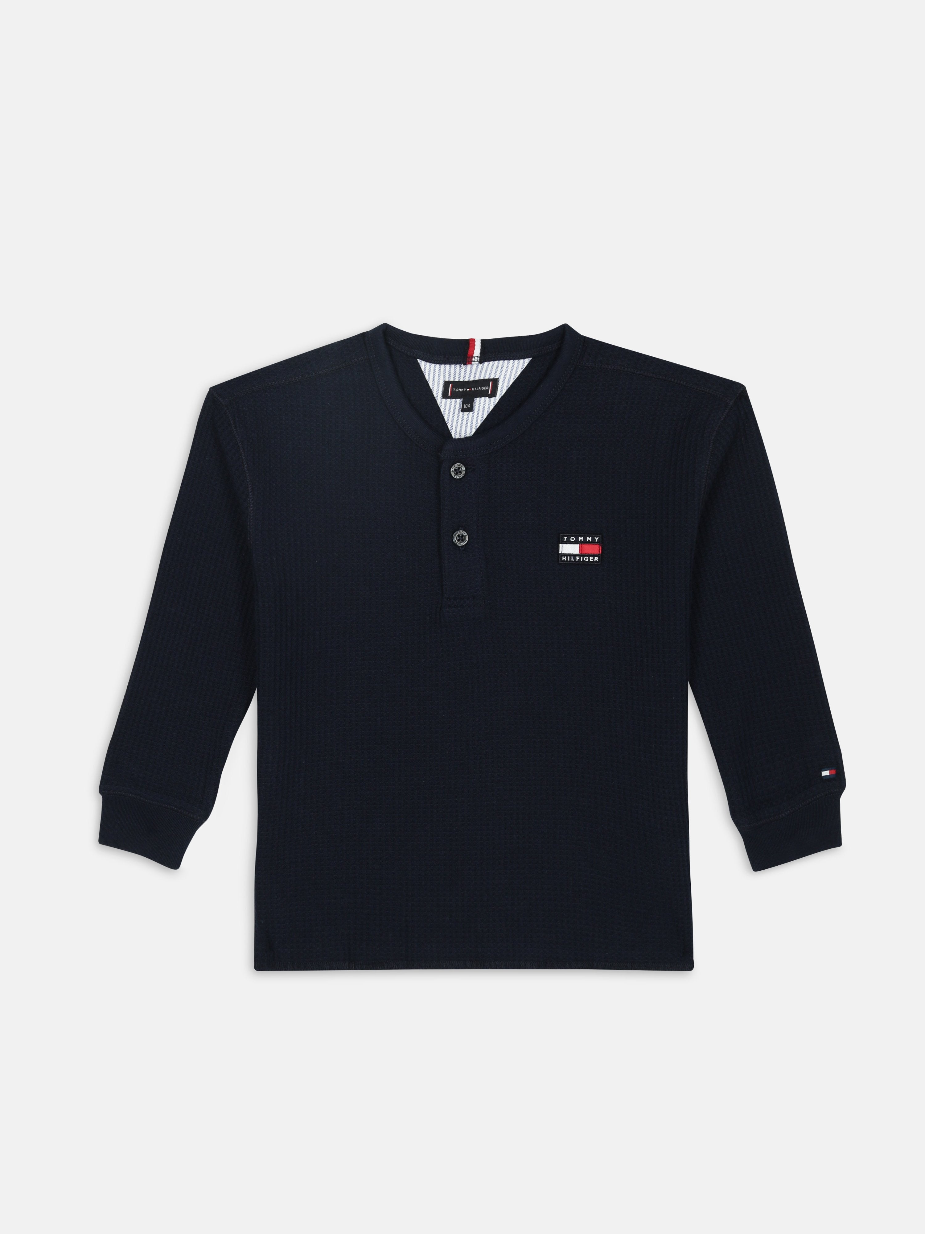 Boys Blue Solid Cotton T-Shirt