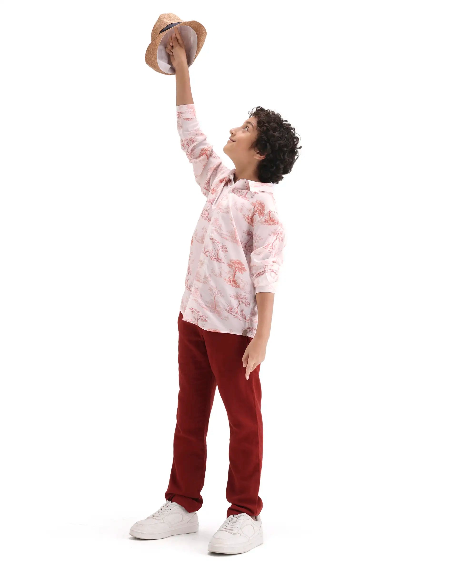 Rare Ones Boys Rust Viscose Regular Fit Casual Shirt