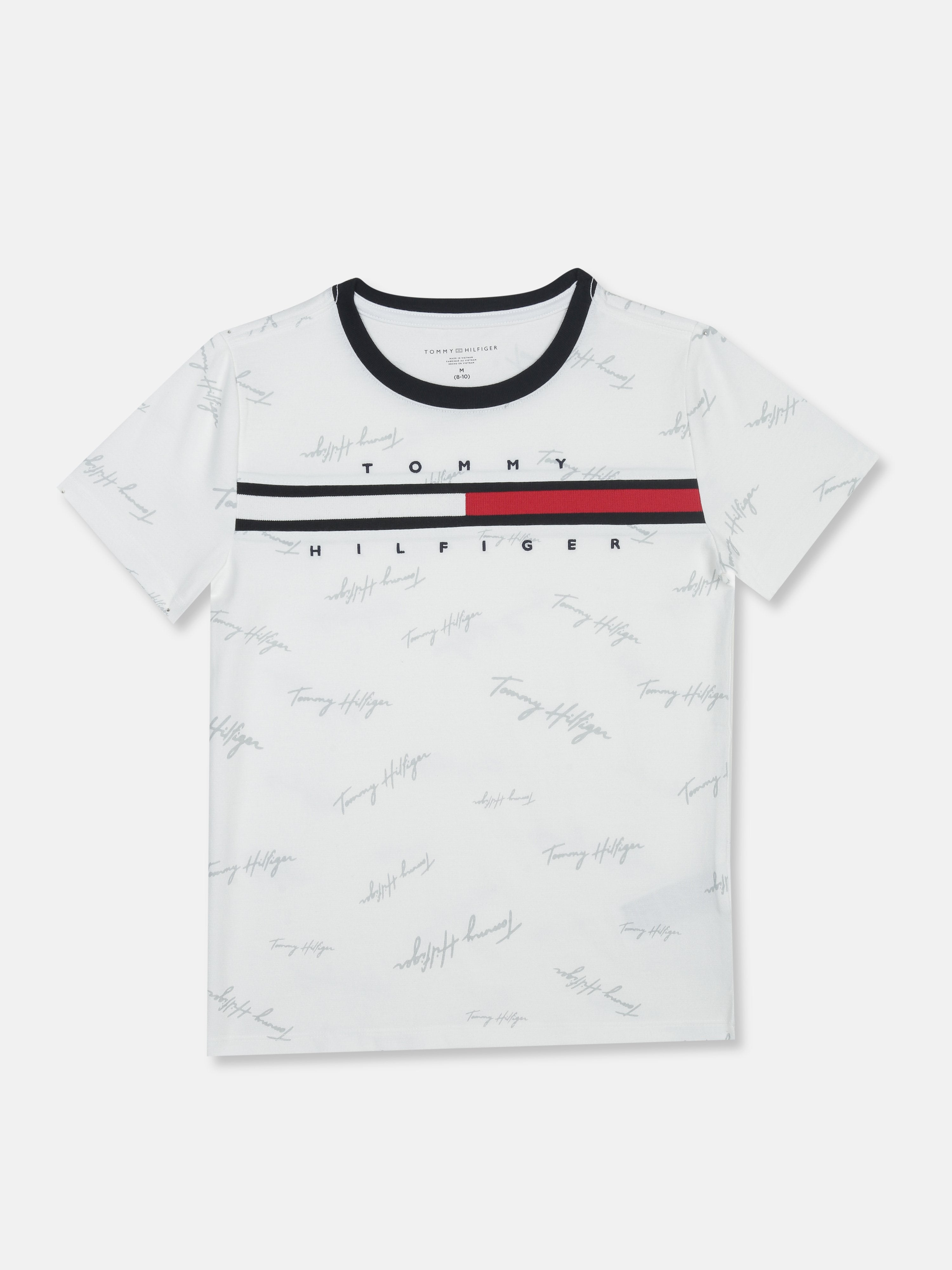 Boys Optic White Logo Cotton Regular Fit T-Shirt