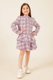 Girls Multi Checked Yarn Dyed Woven Dress